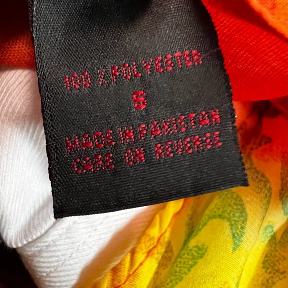 VTG As-Hro Sequin Flowing Color Blouse Womes Size S Orange Yellow Long Sleeve - Picture 7 of 10